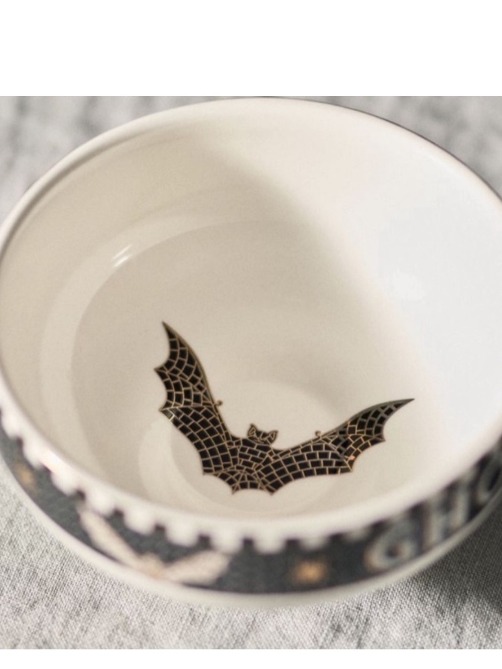 Anthropologie The Bistro Tile
Stoneware Nut Bowl:
Halloween Edition  "GHOULISH" - Picture 3 of 9
